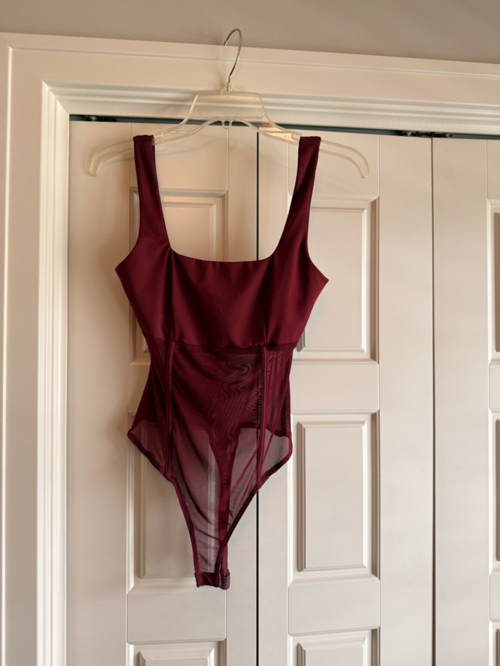 Le Lis Deep Wine Scoop Neck Bodysuit